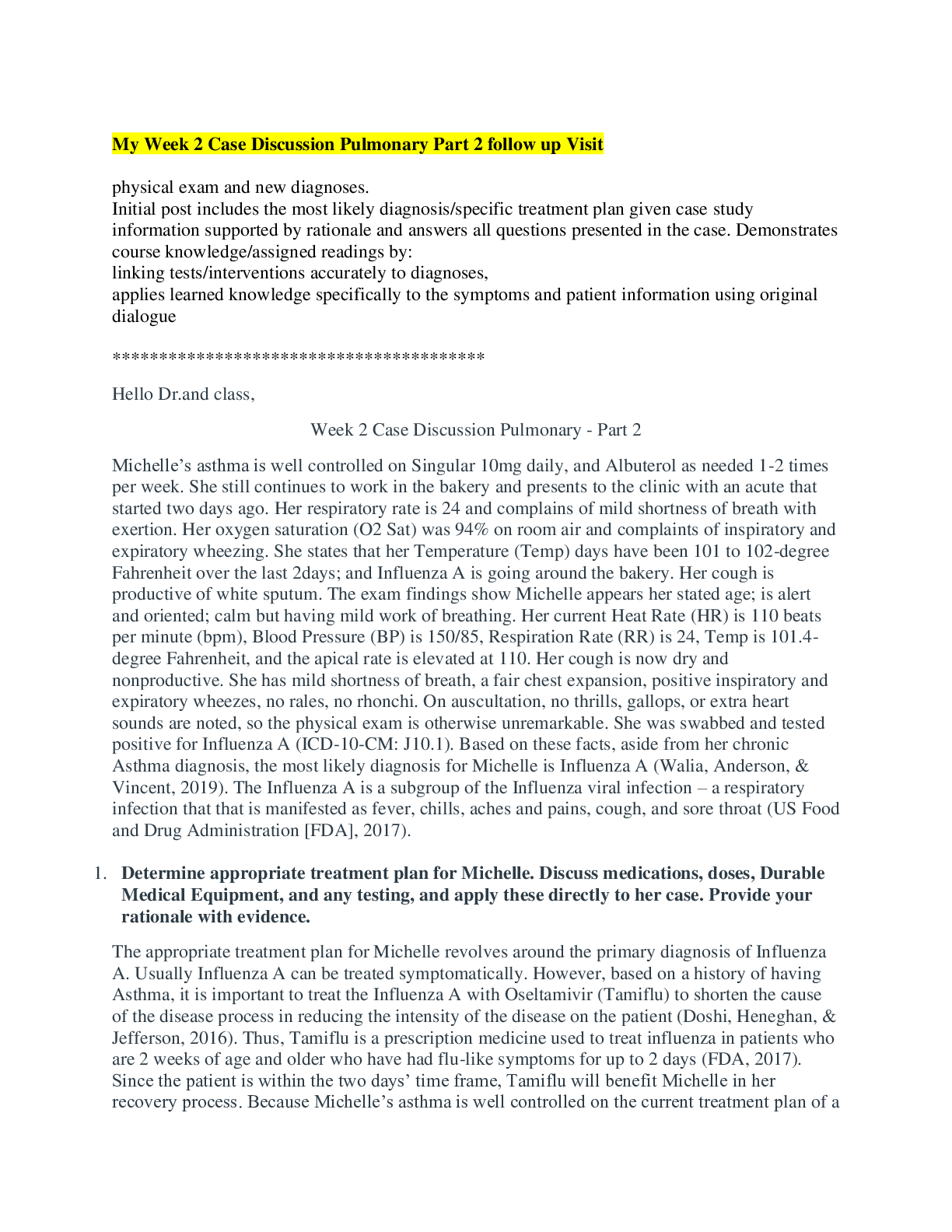 Preview image for NR 603 Week 2 Case Discussion Pulmonary Part 2 follow up Visit